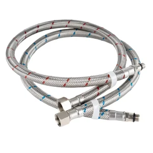 Supply Lines 3/8 Female Compression Thread M10 Male Connector 1 Pair 16 Faucet Hose Modern Flexible Durable