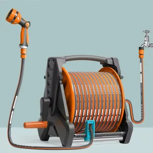 Tangerine CNS Outdoor Lawn Portable Wall Mounted Auto Pipe Arrangement Water Pipe Storage Rack Garden Hose Reel 40m