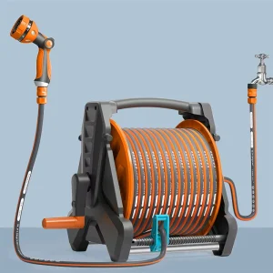 Tangerine Portable Wall mounted Auto Pipe Arrangement 30m 100FT Wall Mount Retractable Garden Hose Reel for Car Washing