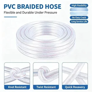 Thickened PVC Plastic Hose Multiple Sizes ID 14/16mm Drain Pipe with Free Clamps for Household Car Wash and Garden Irrigation