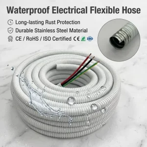 Tianjing Factory Sale 3 Inch Black White Grey Corrugated Steel Conduit Hose Threaded Flexible Electrical PVC Coated Metal Pipe