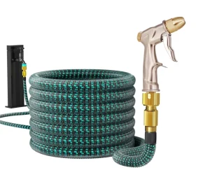 Top Tier 3 Times Retractable PVC Coated Latex Expandable Garden Hose Adjustable Spray Wall Mountable Design Plastic Protective