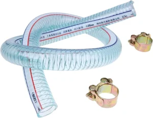 Transparent 3 4 Inch (19mm) ID PVC Steel Wire Reinforced Food Grade Hose with Stainless Steel Clamp 1m Length Cutting Service