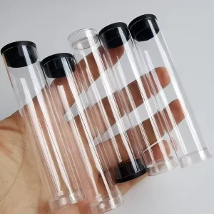 Transparent Cylinder PC PETG Packaging Tubes with Easy Open End and Screen Printing Custom Length