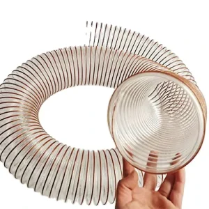 Transparent Dust Collection PU Flexible Spiral Reinforced Ducting Hose Steel Wire Air Duct Hose 1.4 mm Wall Thickness