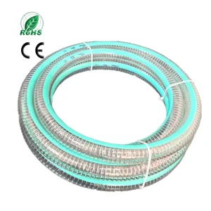 Transparent PVC Steel Wire Reinforced Flexible Hose Food Grade Plastic Water Suction Hose Grain Oil and Juice Delivery Hose