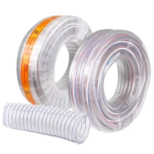Transparent PVC Steel Wire Reinforced Hose Flexible Suction Delivery Tube High Pressure Water/Oil/Air Hose for Industrial Use