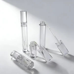 Transparent Plastic Liquid Lipstick Lip Gloss Tubes Bottle Container with Brush Head Travel Size Custom Printing