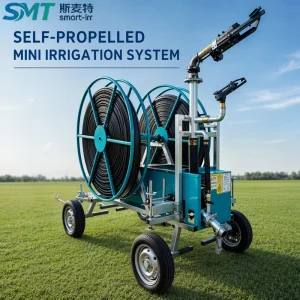 Travelling Hose Reel Sprinkler Irrigation System Mini Self-Propelled Farm Irrigation Equipment Remote Control Metal Pump Gearbox