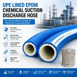 UPE Lined EPDM Chemical Suction Discharge Hose for Acid and Alkali Transfer in Chemical Processing Plant