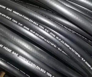 Ultra High Pressure 5/16″ Braided R2 Hydraulic Oil Hose Pipe SAE100R1 Black EN853 1SN Flexible 500 Bar with Cutting Service