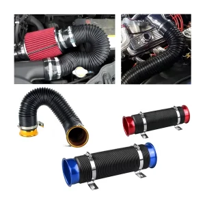 Universal Car Retrofit Flexible Air Filter Hose 75mm Car Engine Cold Air Intake Hose 1M Turbo Duct Inlet Pipe Connector Bracket