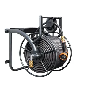 Wall Mounted Garden Hose Reel Manual Reel with Brass Fitting Made of Durable Steel