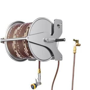 Wall Mounted Stainless Steel Metal Retractable Automatic Hose Reel 50m High Pressure Garden Water Hose Reel