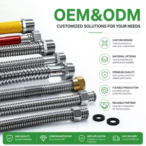 Water Heater Toilet And Water Pump SS304 Corrugated Plumbing Hose Custom Length With Brass Or Stainless Steel Fittings