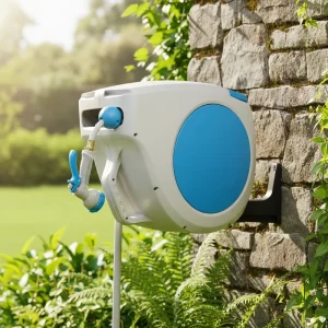 Water Hose Reel Box 20m/30m/40m PVC Retractable Garden Hose Reel High Pressure Anti-Abrasion Wall-Mountable Expandable