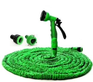 Water Spray Gun Sprayer Triple Expandable PVC Leakproof Hose 7 Spray Patterns Green Blue Garden Car Washing 25FT-200FT Sizes