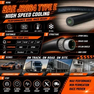 Wear Resistant Reinforced Rubber AC Hose for Automotive Cooling System R134a