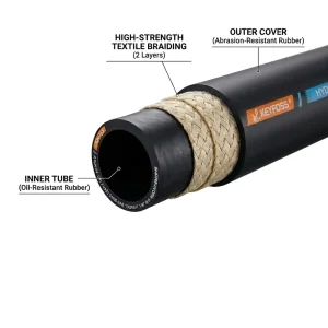 Wear-resistant High Pressure SAE 100 R3 3/8″ Steel Wire Braided Rubber Hose Hydraulic Rubber Oil Hose with Quick Connectors
