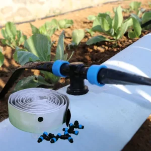 Wear resisting Pre installed Water Outlet Soft Lay Flat Woven PE Hose Pipe Drip Irrigation System