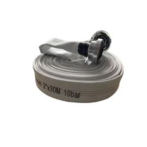 White 2”-12” PVC Lined Single Jacket 8-20 Bar Water Hose 10m-30m Length Fire Hose for Hydrant Valve