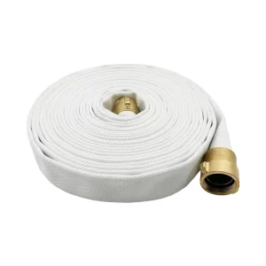 White 2-Inch 50 Foot Lay Flat Fire Hose with NST/NH Brass Connectors Heavy Duty Backwash Discharge for Fire Protection