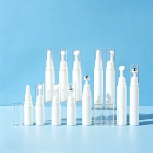 White AS Plastic Airless Eye Cream Applicator Tube with Massage Roller Head Empty Eye Serum Cosmetic Packaging Bottle
