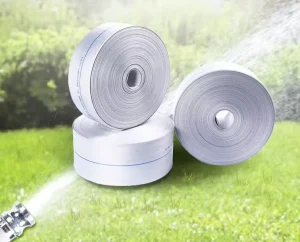 White Woven Canvas Hose for Agricultural Irrigation and Garden Use Canvas Hose with PE Flat Lay