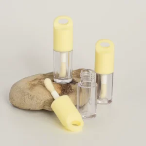 Yellow 4ml Cute Keychain Lip Gloss Tube with Droplet Brush Head Lip Color Empty Tube with Customizable Logo