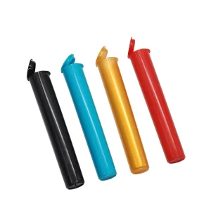 Yellow Red Pop Top Tube Smoking Flower Packaging Child Safety Plastic Pre Colored Roll Tubes 90mm 109mm
